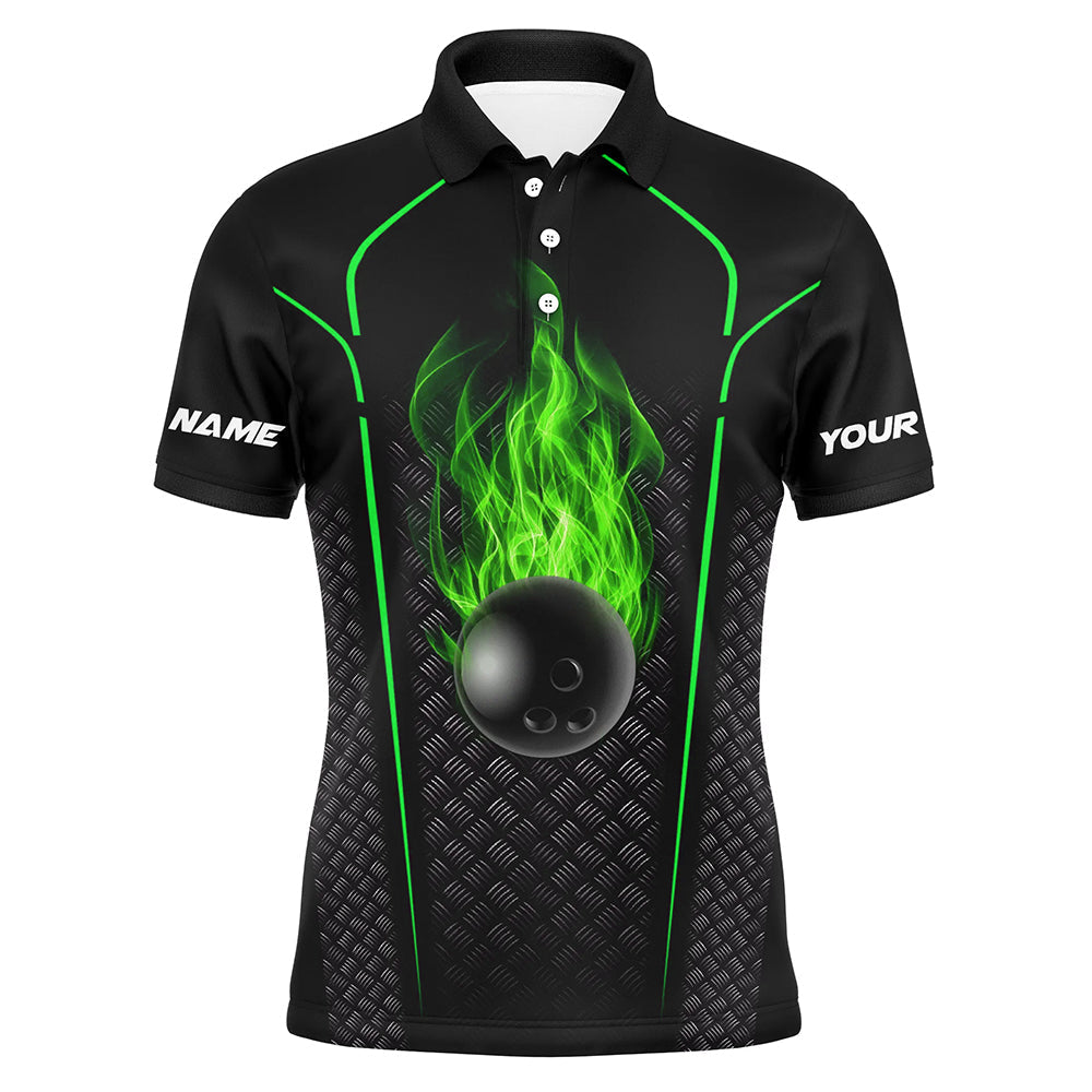 Bowling-Shirt für Herren – Individuelles Bowling-Poloshirt, 3D-Bowling-Team-Trikot | Grün NQS6770