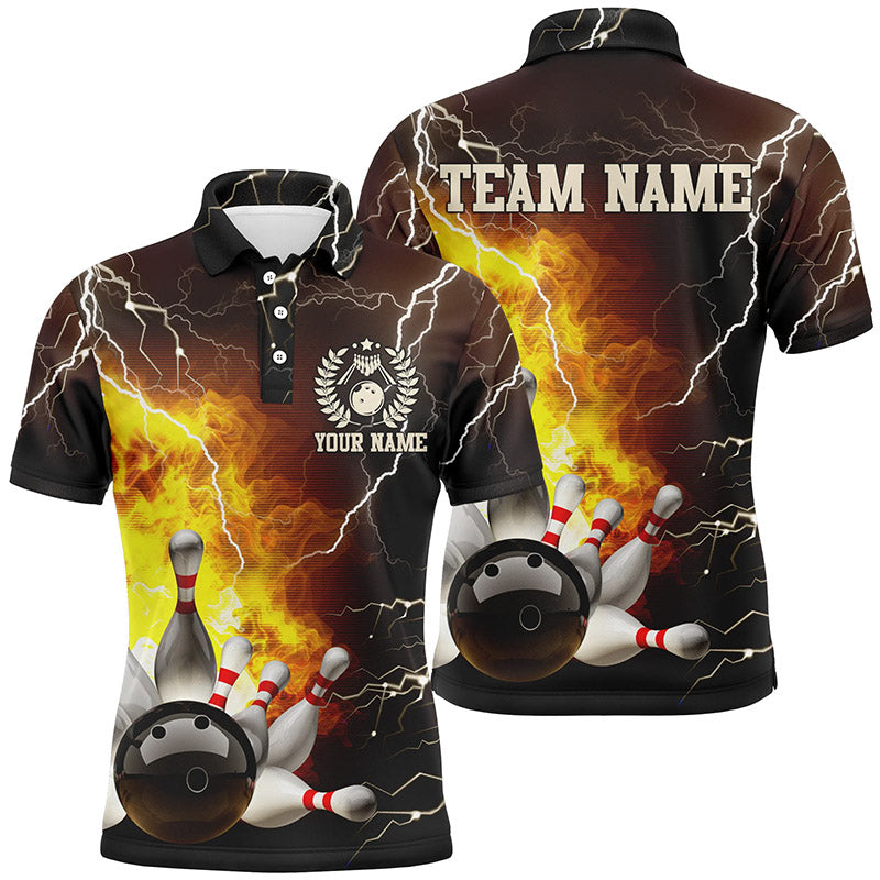 Herren-Bowling-Poloshirts – Individuelle Flammen-Blitz-Bowling-Team-Trikots, Bowling-Team-Liga-Shirt NQS6150