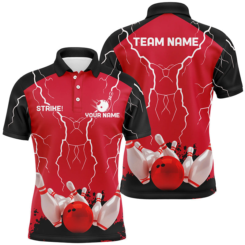 Herren-Bowling-Poloshirts – Individuelle Bowling-Strike Blitz-Sturm Team-Liga-Trikots | Rot NQS6646