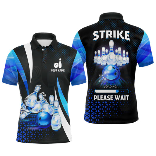 Lustige Herren-Bowling-Poloshirts – Individuell „Strike loading, please wait“ Team-Bowling-Trikots | Blau NQS6675